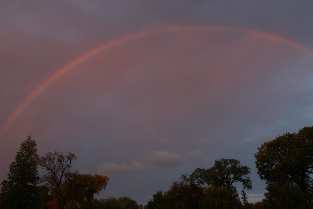 An evening rainbow.